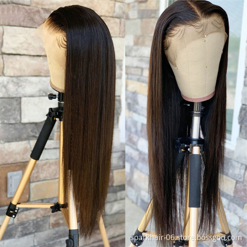 Pre Pluck Brazilian Virgin Cuticle Aligned double drawn Straight Body wave 360 frontal Lace front human hair wigs